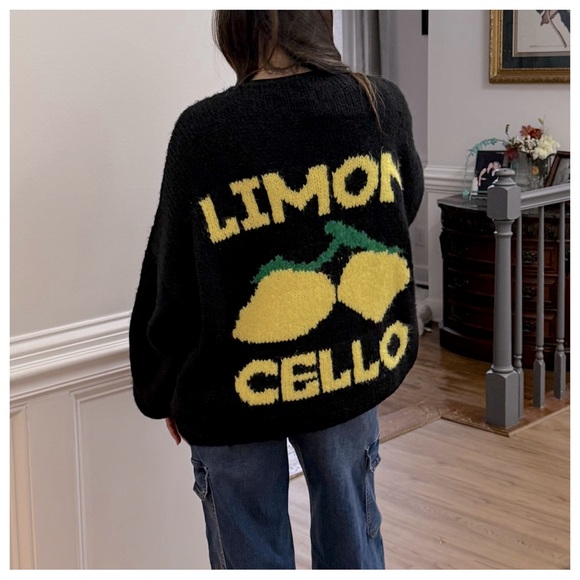 MADE IN ITALY OVERSIZED FABULOUS LIMON CELLO SWEATER CARDIGAN - Picture 5 of 5